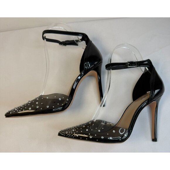 Mix No. 6 Arlette Pump Women's Size 7.5 Black Rhinestone Ankle Strap Heel Formal - Picture 5 of 13